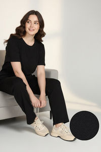 Zivame 2 Mile Fashion Knit Cotton Loungewear Set - Black Beauty — thumbnail 2